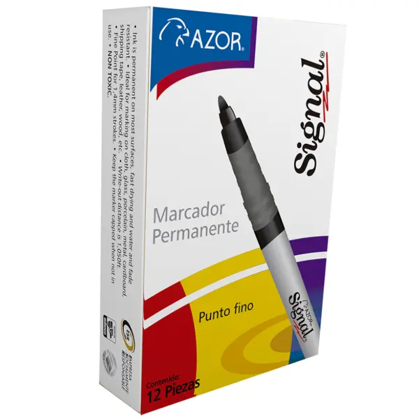 Marcador Permanente AZOR SIGNAL 30007 Café. Punto Fino. Paquete con 12 piezas. -