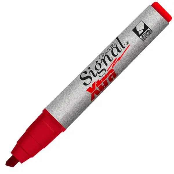 Marcador AZOR 40004 XTRA Rojo Punta Gruesa Cincel 6mm C/12 Piezas 300Mts NO TOXICO -