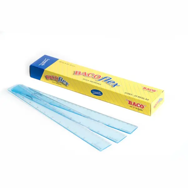 Regla Irrompible BACO R5400 49995. Plegadiza con 25 Piezas. Longitud 30 cm Graduada en Centímetros y Pulgadas -