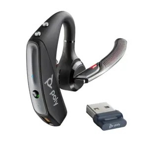Poly Voyager 5200 UC - Bluetooth para moviles y computadoras, incluye estuche de carga y adaptador Bluetooth