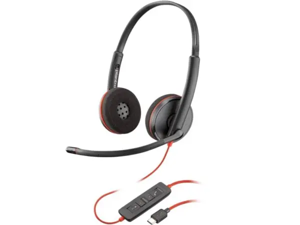 Poly Blackwire 3220 - USB-C con adaptador USB-C/A, Alambricos, Binaural