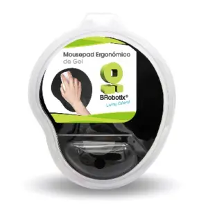 Mouse Pad con Descansa Muñecas - con Gel en la Almohadilla, Ergonómico, Antiderrapante, Amplio: 20.3*24.1*2, Negro, 500074N BROBOTIX