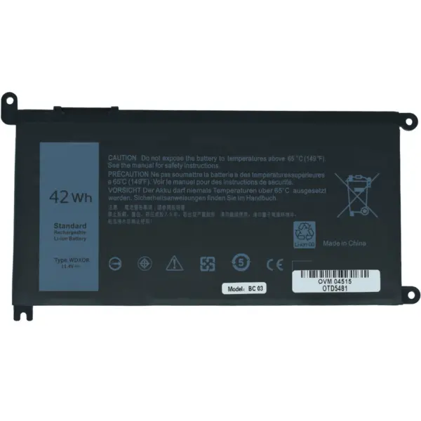 Bateria para Laptop OTD5481 OVALTECH Polimero 11.4V para DELL 13 5368 5378 5379 14 15 5565 5567 5568 5578 P58F 17 5765 5767 5770 T2JX4 FC92N WDX0R -