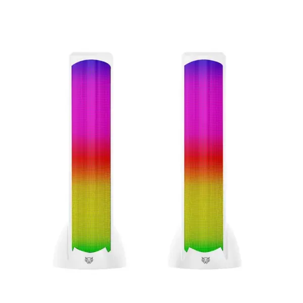 Bocinas 2.0 Gamer Glimm Tower BG575 Balam Rush Conexión Bluetooth/Auxiliar - iluminación LED 3 modos, 10w RMS. Sonido estéreo, Alimentación 5 Vcc 1A, Tipo d