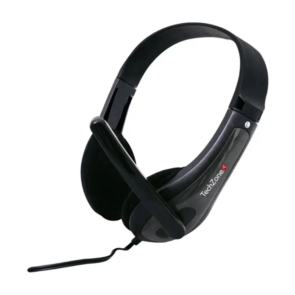 Diadema Din Four TechZone - alámbrica plug 3.5mm con micrófono ajustable, sonido estéreo, 1 año de garantía.