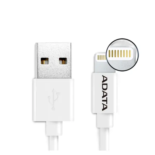 Cable Lightning ADATA AMFIPL-1M-CWH  ADATA AMFIPL-1M-CWH - USB, Lightning, Blanco