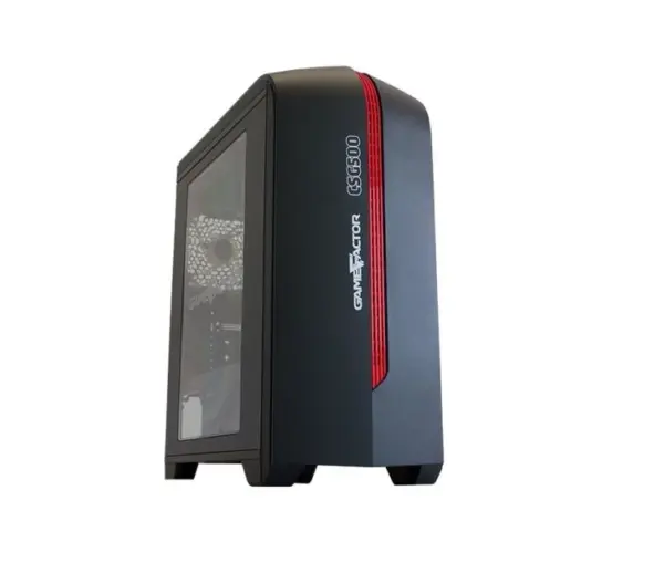 Gabinete GAME FACTOR CSG500 mATX NEG/ROJO - 2xVENT 120MM LED, 1x USB 2.0, 1x USB 3.0