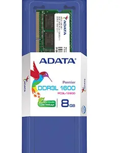 Memoria RAM ADATA PC12800 - 8 GB, DDR3L, 1600 MHz, Portátil, 204-pin SO-DIMM