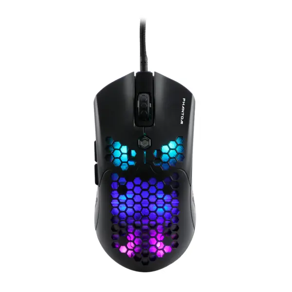 Mouse Gamer Naceb Technology Phantom - 6 Botones   Scroll, USB, 400-10000 DPI, Iluminación RGB, Sensor PAW3325, Cable Reforzado 1.8mts