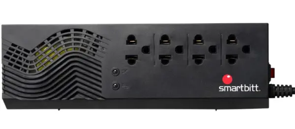 Regulador SMARTBITT SBAVR1200S - 4, Negro, 1200 VA, 600 W