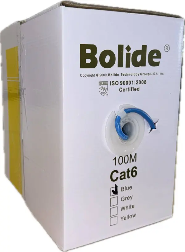 Cable de red UTP Bolide Categoría 6 BP0033/CAT6/CCAM-100 - bobina de 100 mts, CCAM (Copper Clad Aluminum Magnesium), cubierta de PVC, calibre 23AWG