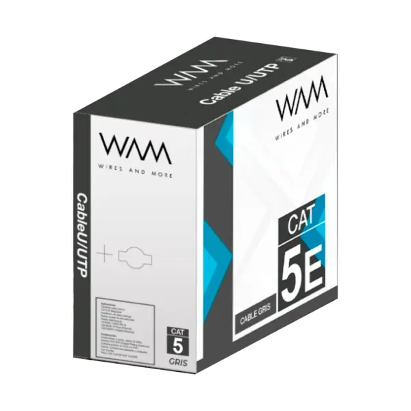 Cable UTP CAT5e para interior - 4 pares, 24 AWG, bobina de 305 mts, color gris