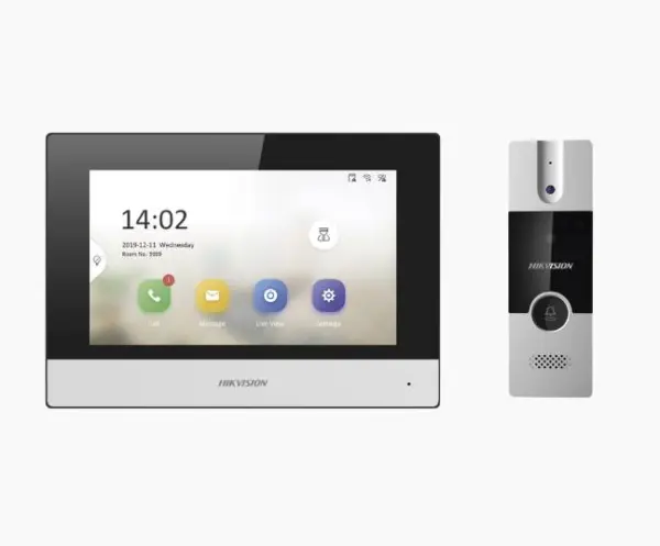 Kit de Videoportero Analógico / IP a 4 Hilos con Función de Llamada a App Hik-Connect / Monitor se Conecta a Internet por Cable o WiFi y por 4 Hilos al Fre -
