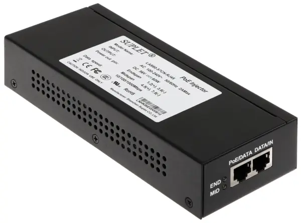 Inyector Super Hi-PoE HIKVISION - 60 W, 10, 100, 1000 Mbit/s, 100 - 240, 50 - 60