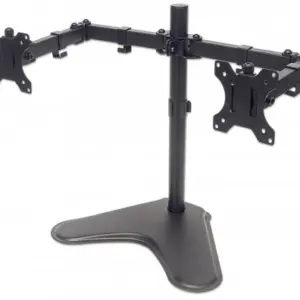 Soporte para dos monitores MANHATTAN  Movimiento con brazos de doble articulación - Brazo de Montaje, Negro, 8 kg, Acero
