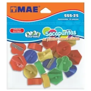 Sacapuntas Plástico MAE Figuras Surtidas C/25 Piezas SSS-25 -