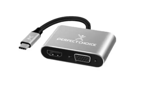 Adaptador USB-C a HDMI1 VGA PERFECT CHOICE PC-101284 - USB C, HDMI   VGA