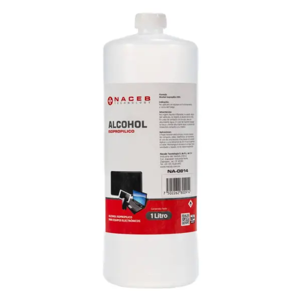 Alcohol isopropílico - 1Lt, Mantenerlo alejado del calor, superficies calinetes, llamas al descubierto y otras fuentes de ignicion, 836g, No aplicarlo en equi