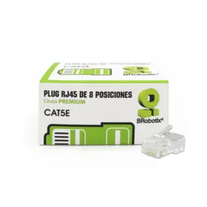 Plug RJ45 CAT5E - 8 Posiciones, Caja con 25 PI BROBOTIX 445418, Transparente