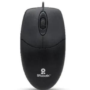 Mouse Básico USB BROBOTIX 497202 - Negro, 3 Botones, Alámbrico, Óptico