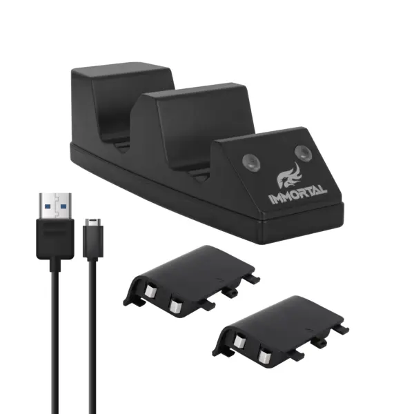 Immortal Cargador dual para Xbox One con 2 baterias 12mAh - egos, 4xUSB 65x70x250mm, 1 año de garantía