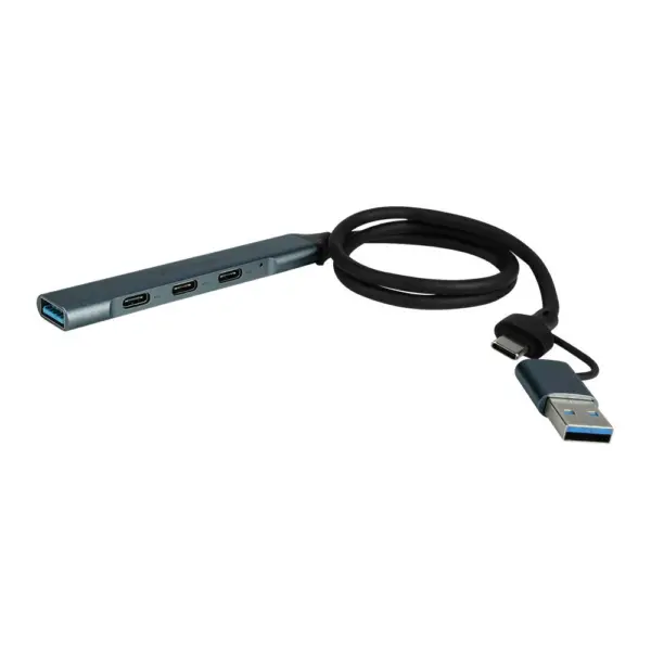 CONCENTRADOR HUB VORAGO HU-205 SLIM 3 TIPO C   1 USB 3.0 ADAPTADOR C Y USB -