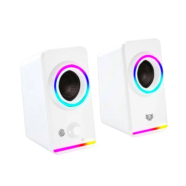 Bocinas 2.0 Gamer Glimm Style BG565 Balam Rush Conexión Bluetooth/Auxiliar - Controlador Touch, iluminación LED 3 modos, 10w RMS. Sonido estéreo, Alimentaci
