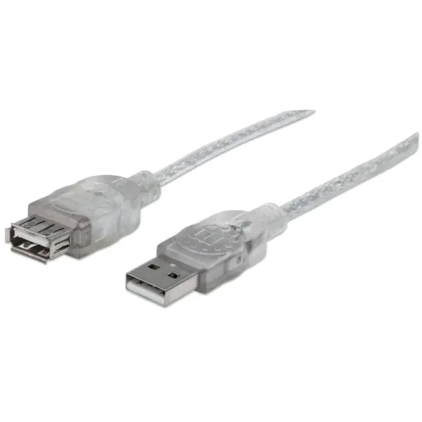 340502 Cable de Extensión USB 2.0  A macho/ A hembra - 4.5 m, Plateado translúcido.