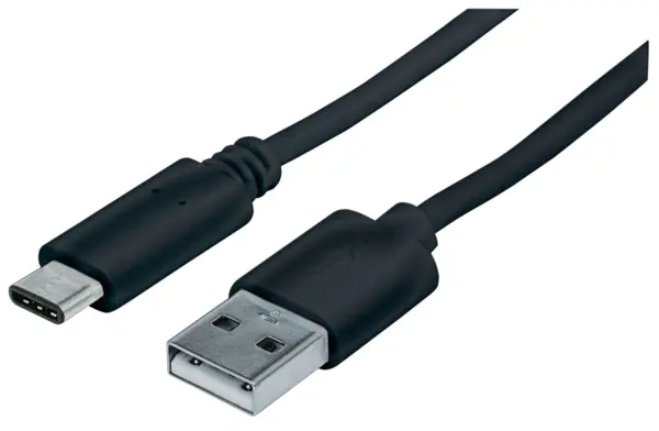 353298 Cable USB A a USB C - Largo 1m Color Negro. USB 2.0 estándar-A macho a USB C macho.