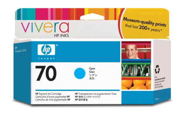 Tinta HP 70 - C9452A, Cian 130ml