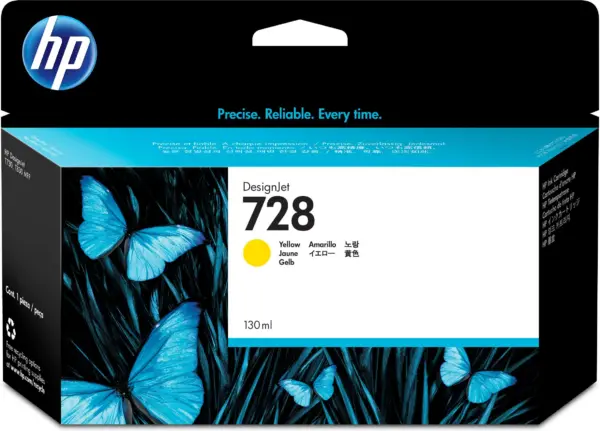 Tinta HP 728 - F9J65A, Amarillo 130ml