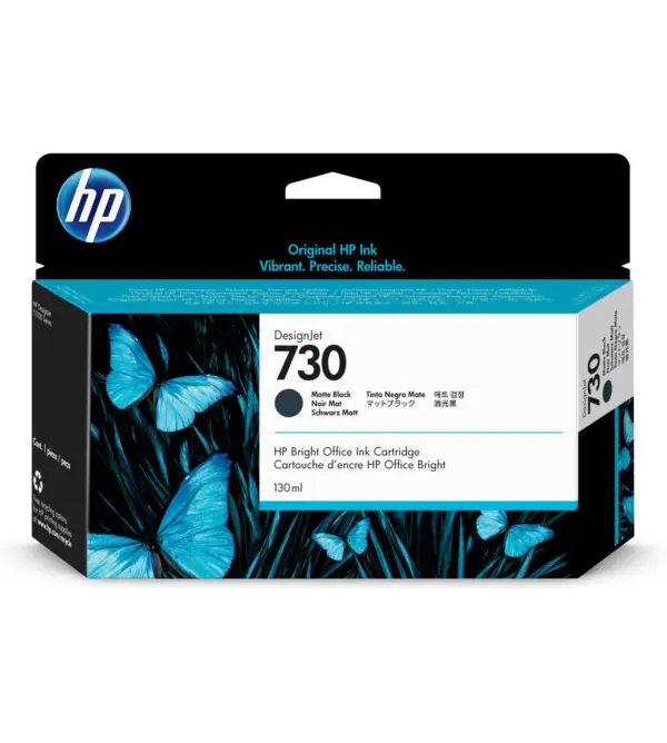 Tinta HP 730 - P2V65A, Negro Mate 130ml