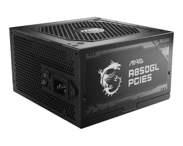 Fuente de Poder MSI MAG A850GL PCIE5 - Color Negro, Compatible con Tarjetas RTX Serie 40, Full Modular, 80 Plus Gold, PCIe 5.0(16 Pin 600W), ATX 3.0.