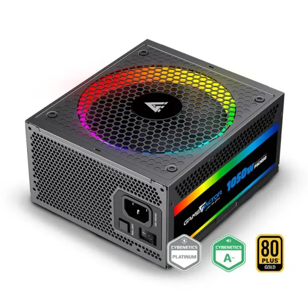 FUENTE DE PODER  GAME FACTOR PSG1050 FULL MODULAR - RGB, 1050WATTS PLATINUM   80 GOLD, PCIe 5.0, CONECTOR 12VHPW DE 600W