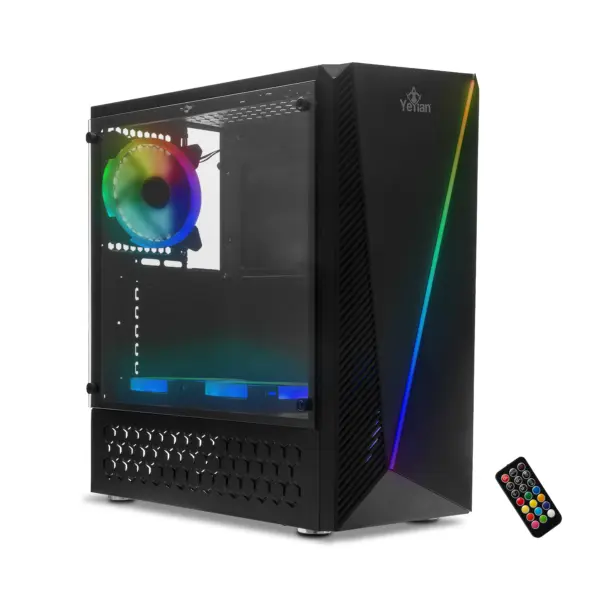 GABINETE GAMER CRESCENT MASTER YCH-LAR7-01BK MICROATX/ATX MEDIA TORRE/CRISTAL TEMPLADO/ 3 VENT ARGB -