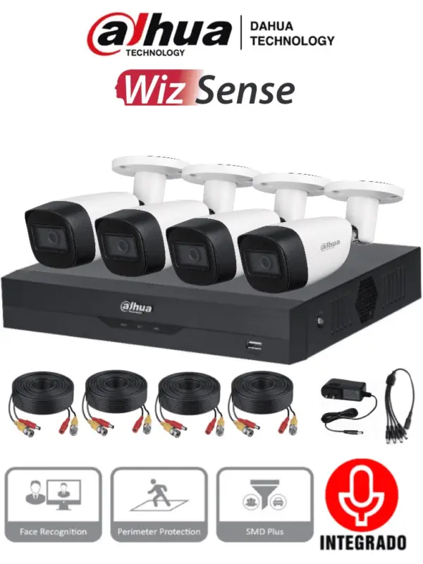 Kit de videovigilancia Dahua Technology DH-KIT/XVR5104HS-4KL-I3/4-HFW1500CMN-A-0280B-S2 - Interior y exterior, Alámbrico, 4, 2880 x 1620 Pixeles, 5 MP