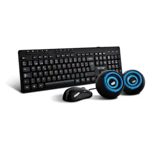 Kit Teclado y Mouse VORAGO - Estándar, 105 teclas, Negro, 1000 DPI