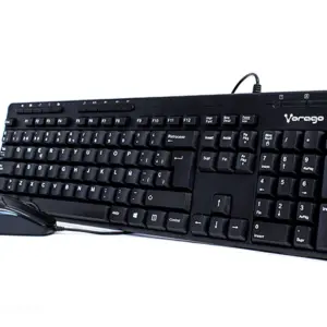 Kit de teclado y mouse VORAGO KM-104 - Estándar, 105 teclas, Negro, 1000 DPI