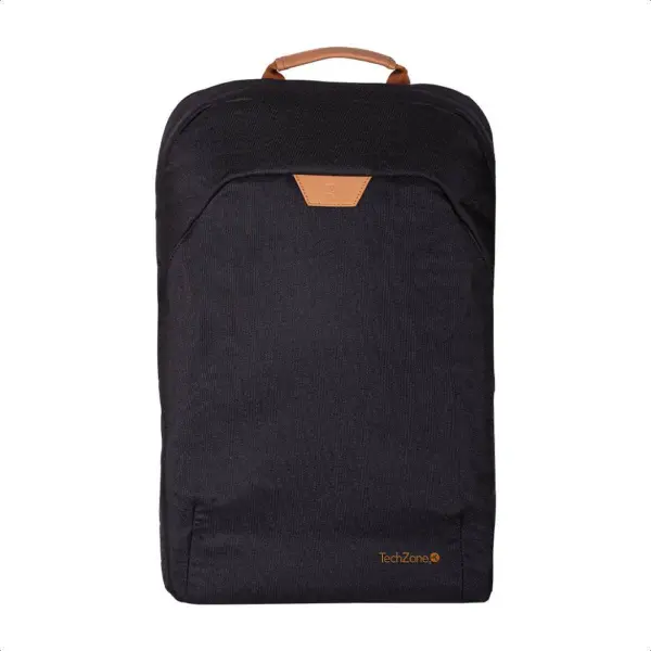 Backpack  ECO HERO Techzone de 15.6 - 2 compartimientos, 1 acolchado para laptop, color negro, GARANTIA LIMITADA DE POR VIDA.