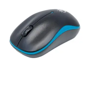 Mouse MANHATTAN 179416 - Negro con detalles en Azul, 3 botones, RF inalámbrico, Óptico, 1000 DPI