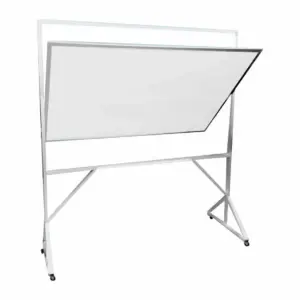 Pizarrón blanco doble cara 120 cm x 180 cm PMB180 con soporte móvil giratorio marca Multimedia -