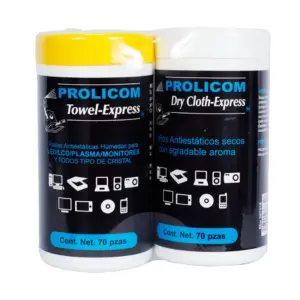Toallas PROLICOM - TWO PACK DE TOWEL-70, Paños, 70 pz c/u, húmedos y secos, superficies y accesorios