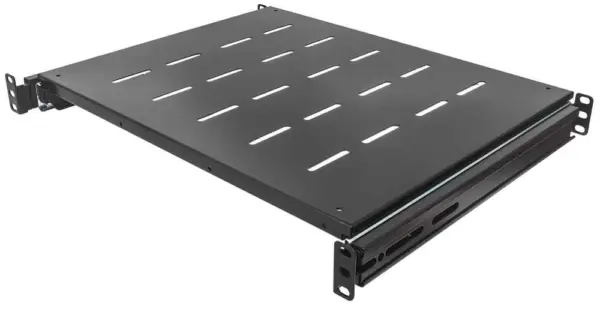 712620 Charola deslizable - 1U, 19 pulgadas Profundidad de la charola de 550 mm, para Racks dobles y Gabinetes de 600 a 800 mm, Ventilada, Negro
