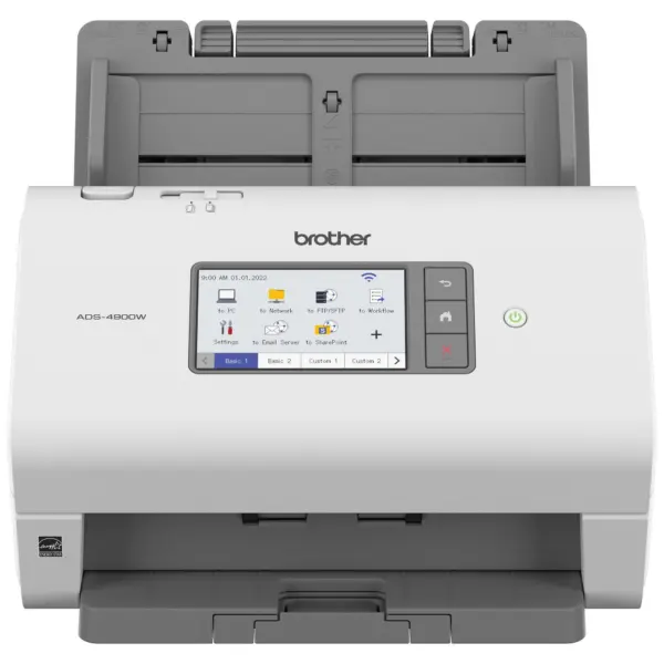 Escáner de escritorio Brother Valor ADS4900W - Dúplex, 60 ppm/120 ipm, Ethernet, Wifi 2.4GHz/5GHz, ADF hasta 100 hojas, escanea hasta 9, 000 hojas diaria
