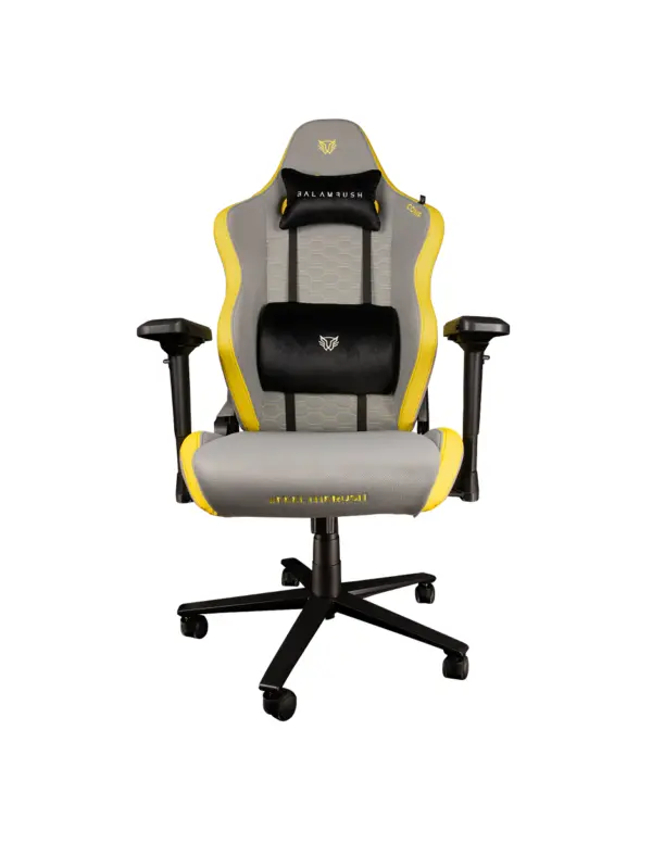 Silla THUNDER COMP BALAM RUSH GAMER Tela Reclinable 90-180 Piston Clase 4 Reposabrazos 4D DARK-LIGHT EDITION Gris/Amarillo -