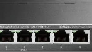 Switch Gigabit de sobremesa de 6 puertos con PoE  de 3 puertos y PoE   de 1 puerto -