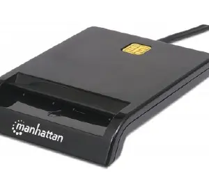 Lector de Tarjetas Inteligentes MANHATTAN 102049 - Negro, USB 2.0, 88 x 65 x 15 mm, ABS sintéticos
