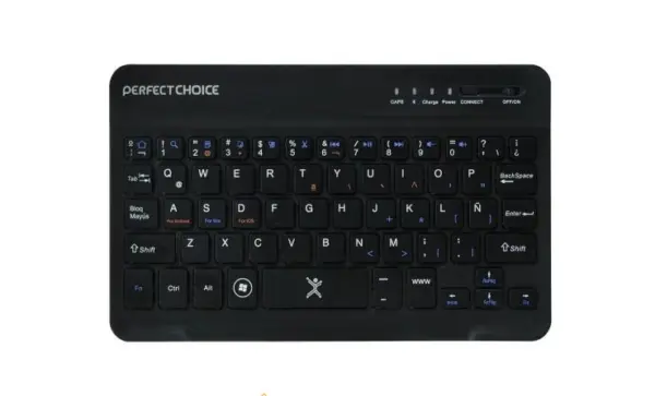 Teclado PERFECT CHOICE - Negro, Inalámbrico, Bluetooth