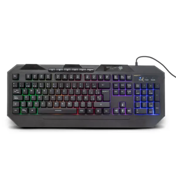 TECLADO GAMER NGK-HYDRA 114 TECLAS RETROILUMINADO LED MULTICOLOR DISENO ERGONOMICO 6 BOTONES MULTIMEDIA NEGRO -