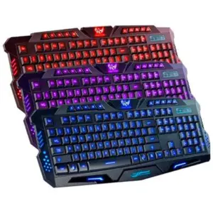 Teclado Iluminado - RGB, Ergonómico, Multimedia, Alámbrico USB, Negro (Inglés), 420028 BROBOTIX